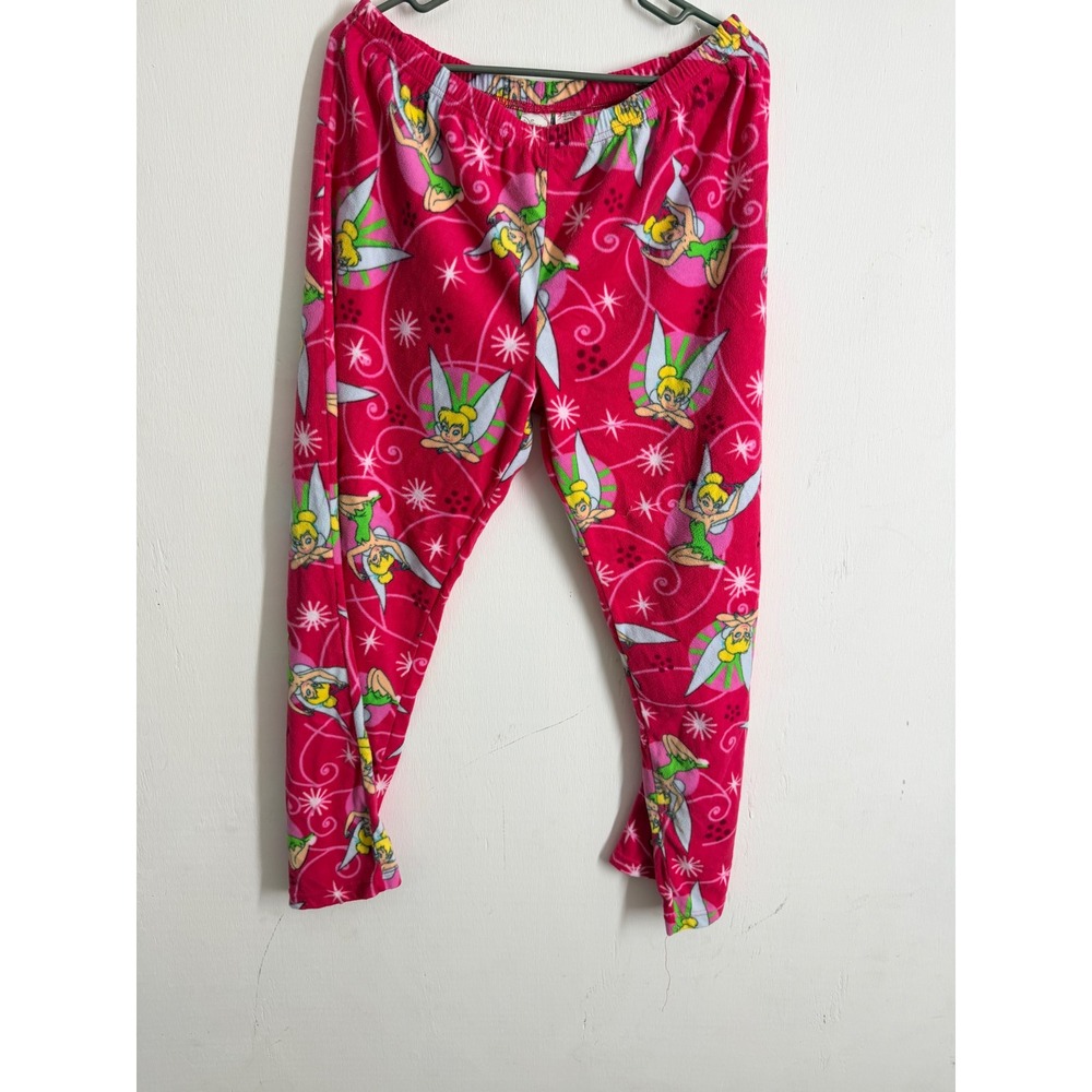 Disney Tinkerbell Pajama Pants Womens XL Pink Fleece Fairy Lounge Bottoms PJs